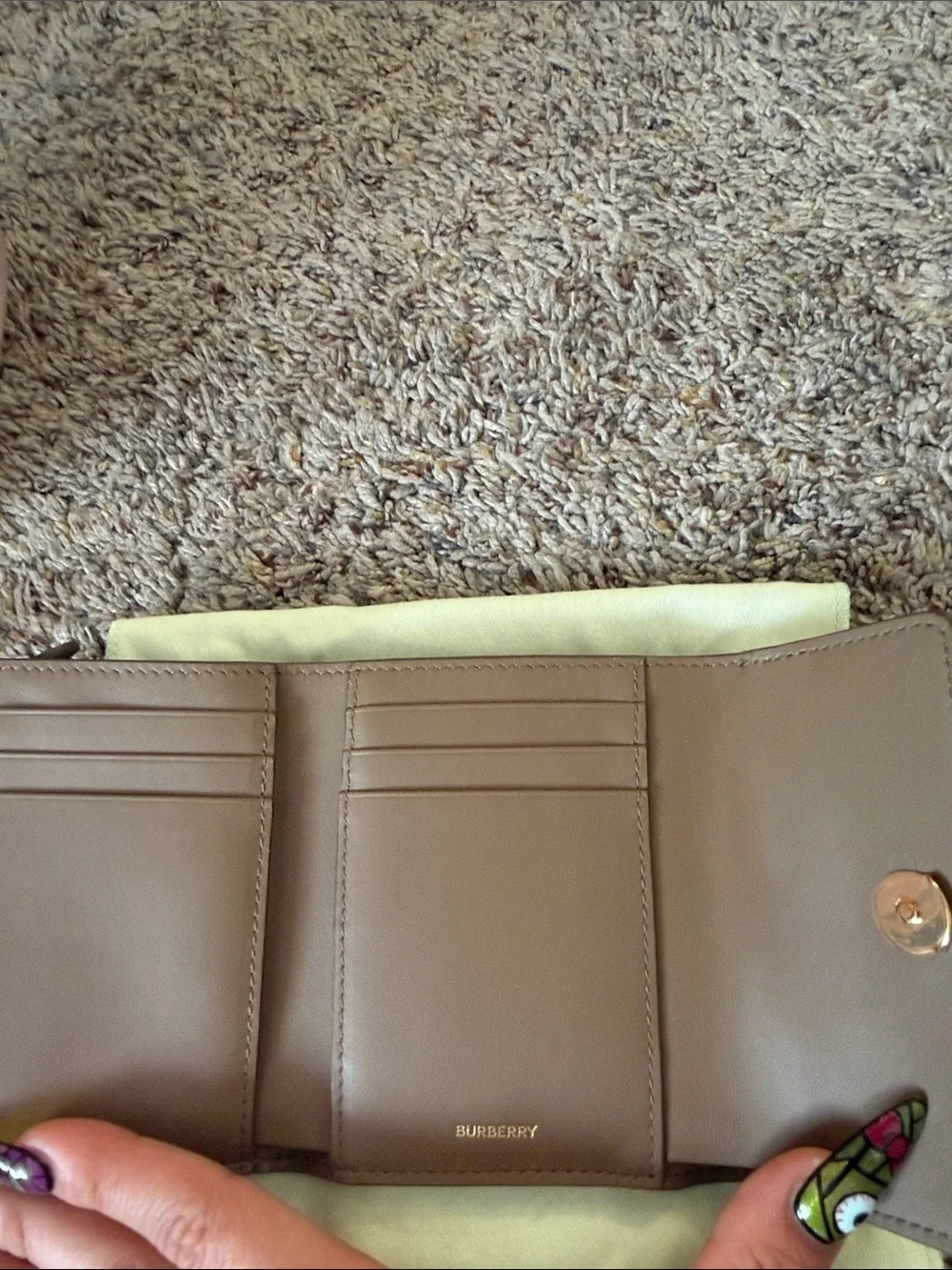 Burberry Pink Leather Trifold Wallet with Vintage Check